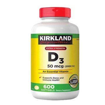 Vitamin D3 Kirkland 50mcg 600 viên  -Tăng cường sức khỏe của xương răng, tăng miễn dich cho cở thể.