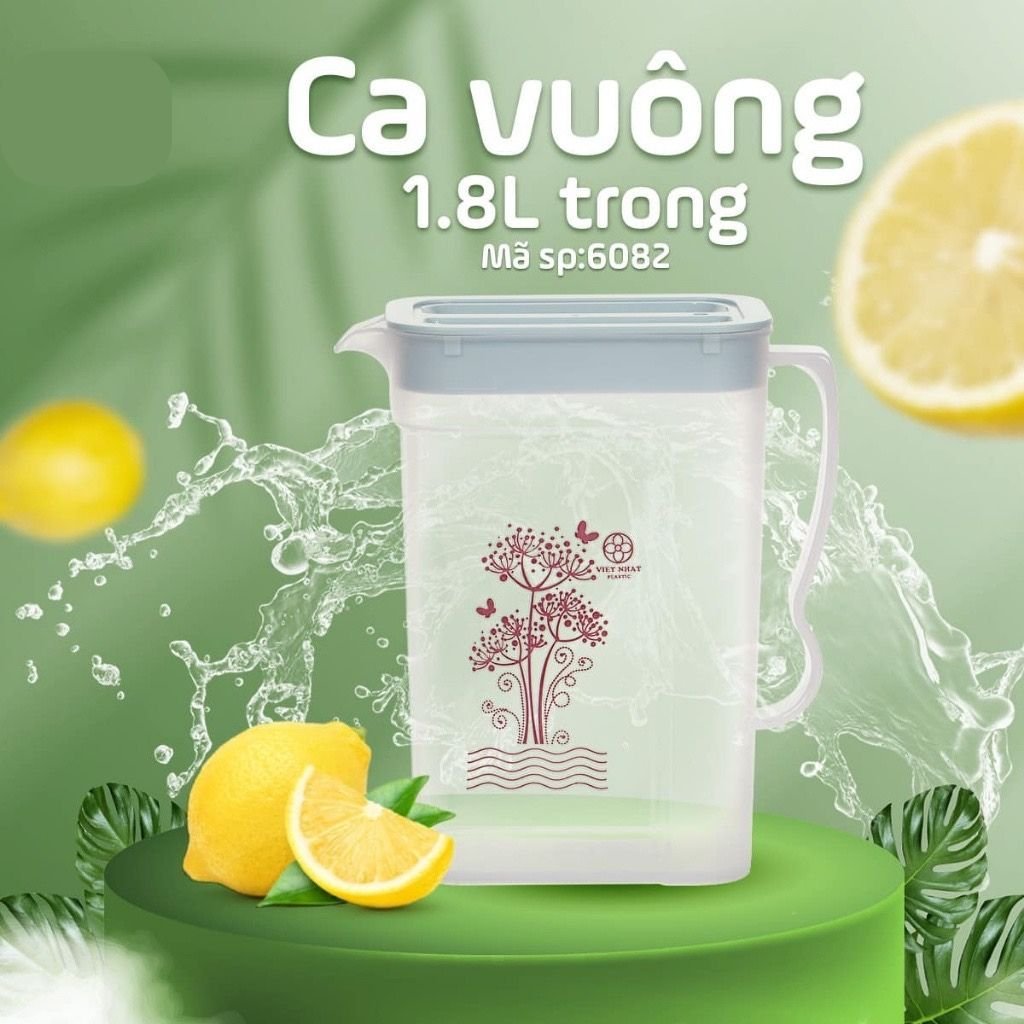Bình nước nhựa Việt Nhật 1,8 Lít Ca đựng nước để bàn nhựa chịu nhiệt cao cấp