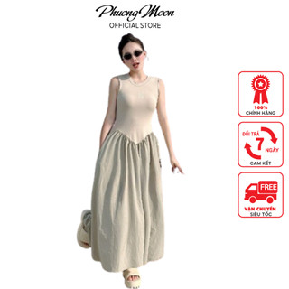 Váy nữ mùa hè PHUONGMOON, thiết kế ba lỗ dáng xòe dễ mặc