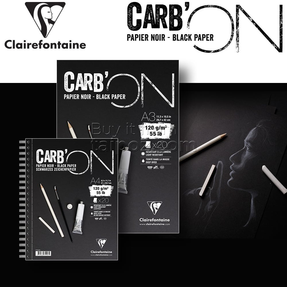 [ HỌA PHẨM TALENT ] - SỔ VẼ GIẤY ĐEN CLAIREFONTAINE CARB'ON