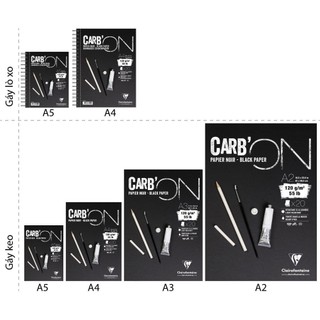 [ HỌA PHẨM TALENT ] - SỔ VẼ GIẤY ĐEN CLAIREFONTAINE CARB'ON
