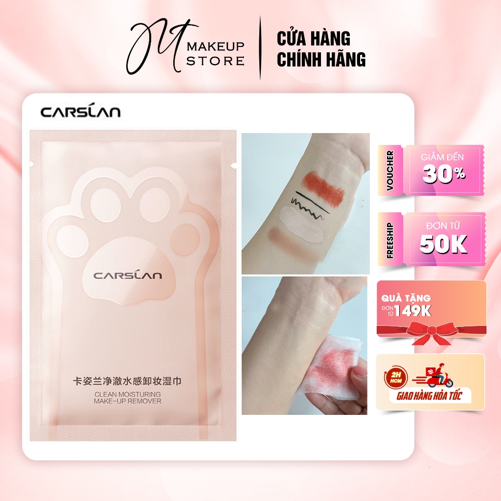 Khăn Tẩy Trang Carslan du lịch Làm Sạch Sâu Nhẹ Nhàng cho an toàn kể cả da nhạy cảm| MT MAKEUP STORE