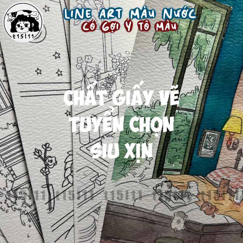 Set 5 tranh tô màu 300gsm chủ đề Nhà Cửa