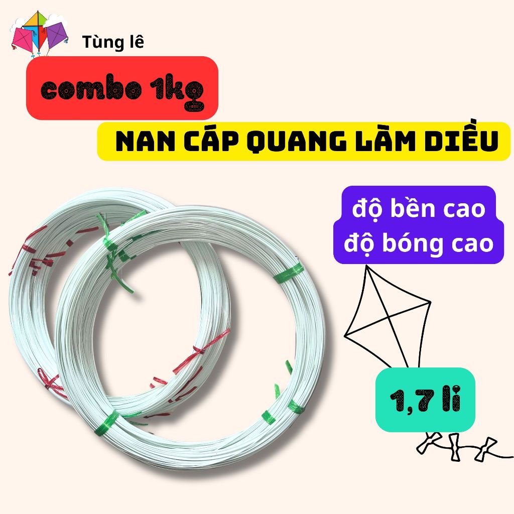 1kg Nan Cáp Quang 1,7 Li, Cáp Quang 1,7 li Làm Diều Siêu Bền, Siêu Bóng