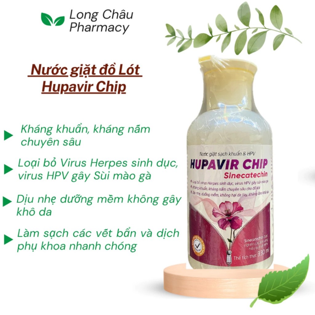 Nước giặt đồ lót HUPAVIR CHIP, Kháng khuẩn, loại bỏ virus HPV, ngăn ngừa nấm ngứa hiệu quả