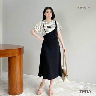 Váy dài giả set đính chữ miumiu đá lấp lánh 29473