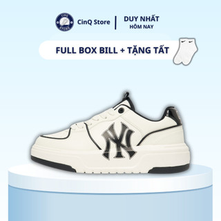 Giày mlb chunky liner new york màu đen trắng in chữ ny đen , giày mlb liner ny đen trắng sc trung