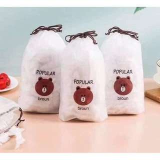 Màn Bọc Thực Phẩm Hình Gấu, Có Thể Tái Sử Dụng, Chun Buộc Co Gĩan. Túi 100 cái