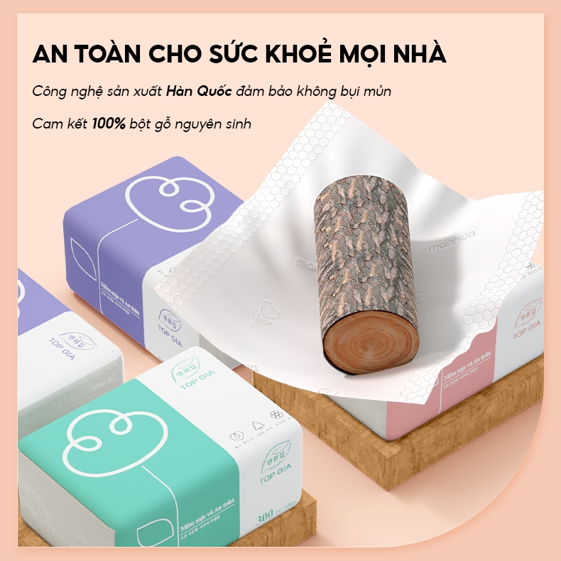 Thùng 46 gói khăn giấy Top Gia 3 màu siêu tiết kiệm, làm từ bột gỗ nguyên chất, 4 lớp dày dặn