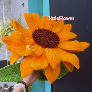 Hoa hướng dương kẽm nhung khổng lồ cành có thể uốn cong trang trí làm quà tặng đường kính 32cm dài 60cm Hule
