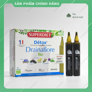 Thải độc hữu cơ 5 in 1 Superdiet gan thận da ruột phổi Hộp 20 ống của Pháp