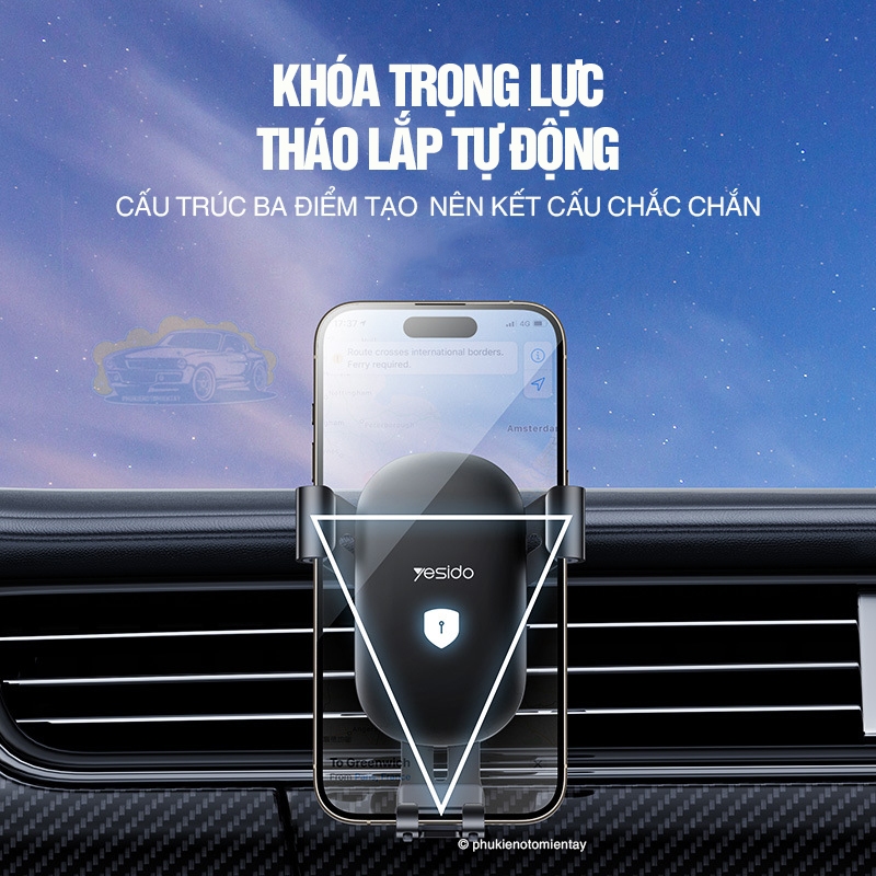 Giá Đỡ Điện Thoại, Kẹp Điện Thoại Trên Ô tô Dùng Trọng Lực, Kẹp Cửa Gió Điều Hòa, Dễ Sử Dụng YESIDO 5