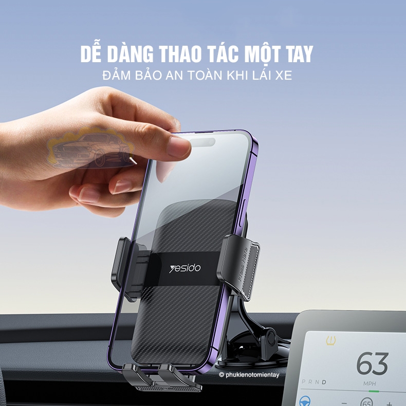 Giá Đỡ Điện Thoại Kẹp Điện Thoại Trên Ô tô, Dán bảng điều khiển, táp lô, Cửa Kính Dễ Sử Dụng YESIDO 4