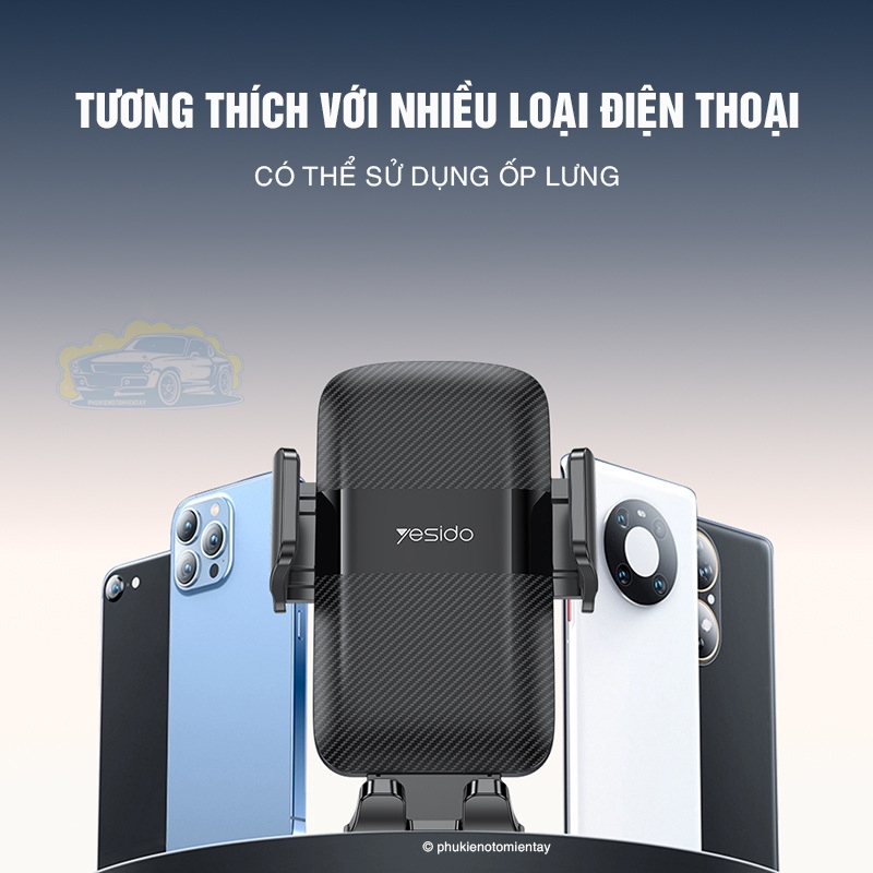 Giá Đỡ Điện Thoại Kẹp Điện Thoại Trên Ô tô, Dán bảng điều khiển, táp lô, Cửa Kính Dễ Sử Dụng YESIDO 5