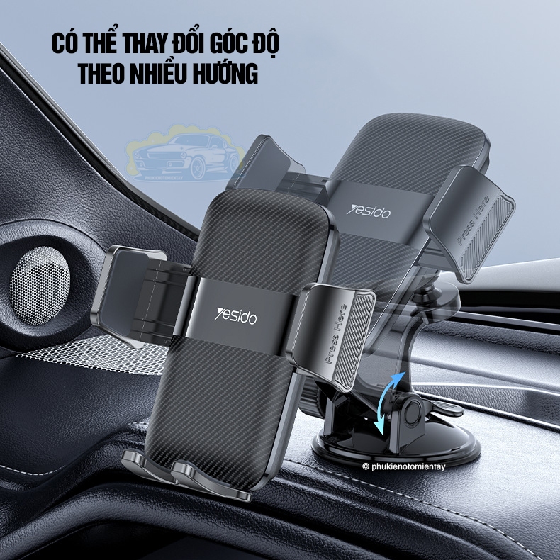 Giá Đỡ Điện Thoại Kẹp Điện Thoại Trên Ô tô, Dán bảng điều khiển, táp lô, Cửa Kính Dễ Sử Dụng YESIDO 3