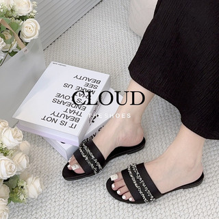  Dép quai ngang dép thời trang nữ Cloud The Shoes thiết mũi tròn quai tua rua nữ tính nhẹ nhàng 