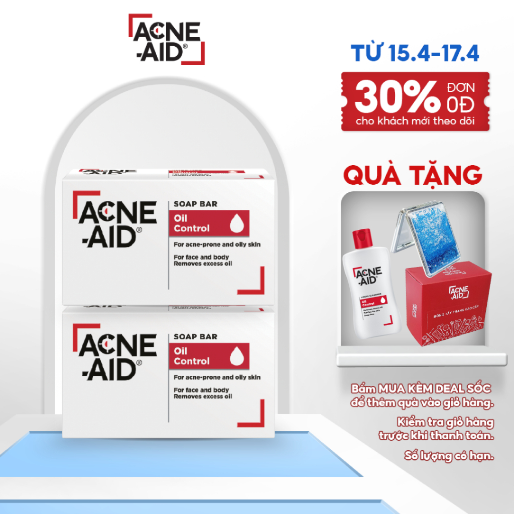 Combo 2 xà phòng rửa mặt ACNE - AID SOAP BAR 100gr - Cho Da Nhờn Và Mụn