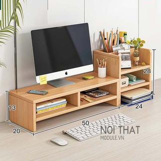 COMBO Gía sách để bàn, giá để máy tính Gỗ bền đẹp