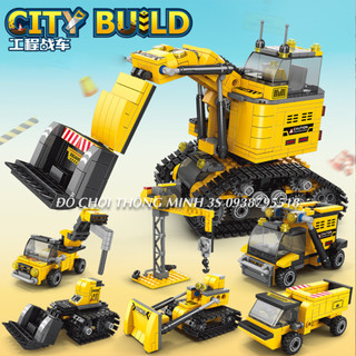Đồ chơi lắp ráp thông minh trẻ em từ 6 tuổi - Lego xe xây dựng, lego xe cứu hỏa
