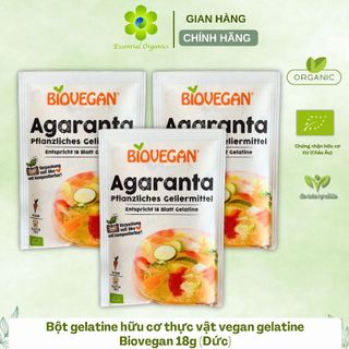 Bột gelatine hữu cơ thực vật Biovegan 18g nhập khẩu Đức, gelatine, gelatin làm kẹp chip dẻo, gelatine làm bánh, pudding