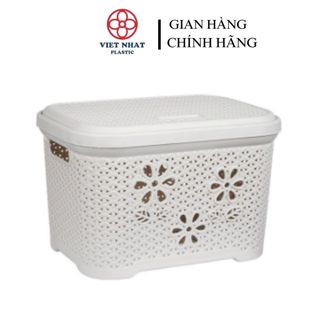 Giỏ nhựa hoa có nắp đựng quần áo đồ chơi giỏ sọt nắp Việt Nhật mã 5159 - 5158.kimbao