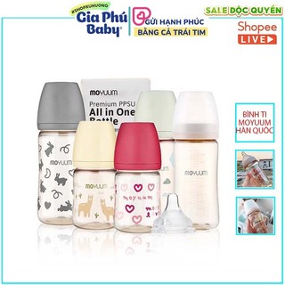 Bình Sữa Moyuum Hàn Quốc 170ml - 270ml Mẫu Trơn/thỏ/tim/mây Chính Hãng cho bé