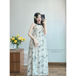 váy hoa xuông cổ yếm