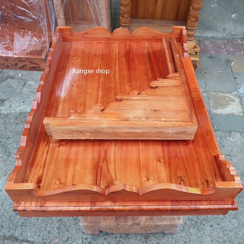 Bàn thờ treo tường gỗ xoan màu nâu đỏ - Kèm cặp eke -  nhiều size