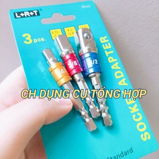 Bộ 3 đầu chuyển bắn vít sang bulong đuôi lục giác/ Bộ nối đuôi lục giác bulong LRT
