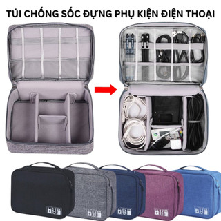 Túi chống sốc đựng pin sạc dự phòng, cáp sạc, tai nghe, phụ kiện điện thoại du lịch tiện lợi