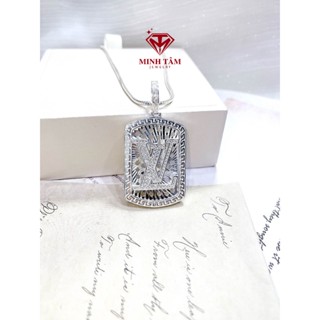 Mặt dây chuyền LV cho nam bạc 925, Bộ dây chuyền mì trơn mặt LV nam Minh Tâm Jewelry
