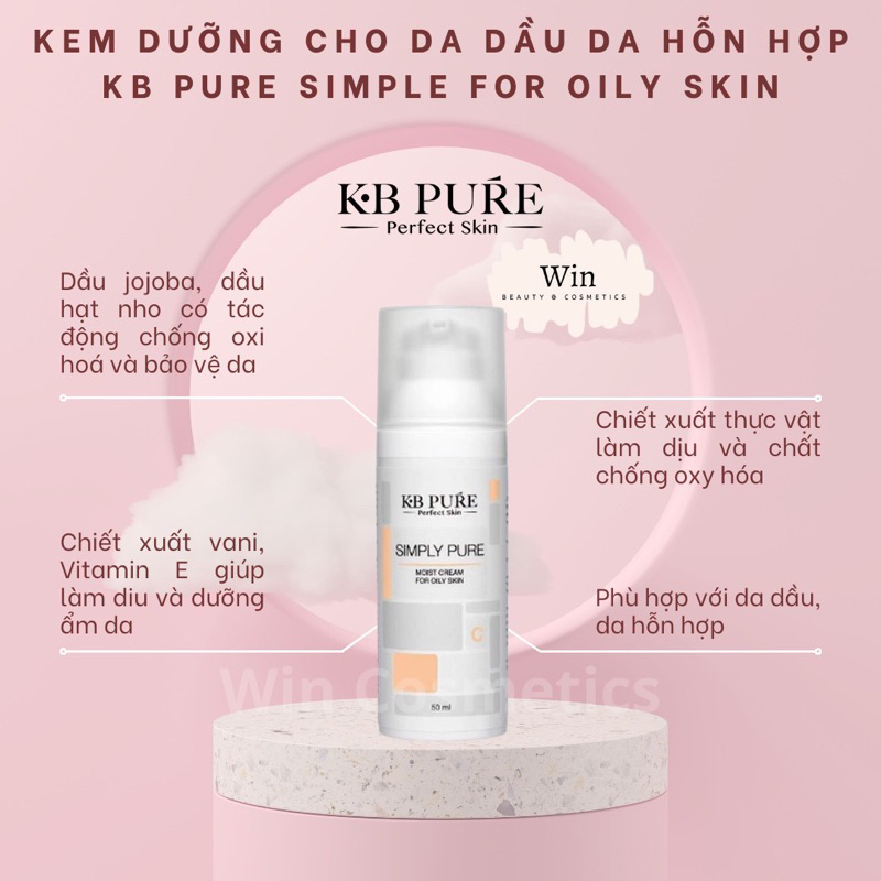 [Hàng cty] Kem Dưỡng Ẩm KB Pure SIMPLY PURE OILY CREAM/PURE SKIN Tăng Cường Độ Ẩm, Chống Lão Hóa Da 