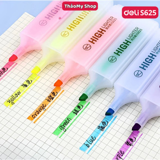 Bút highlight bút nhớ dòng đánh dấu dạ quang chính hãng Deli S625 màu pastel dành cho văn phòng khô nhanh tiện dụng