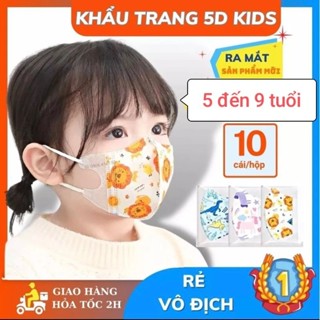 ( combo 200c )  Khẩu trang trẻ em 5D Kids hông quân,nam anh cho bé từ 2  tuổi đến 9 tuổi. kháng khuẩn chống bụi mịn