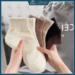Tất vớ nam nữ cổ vừa chất liệu cotton co giãn thoáng khí - Ekiu Shop