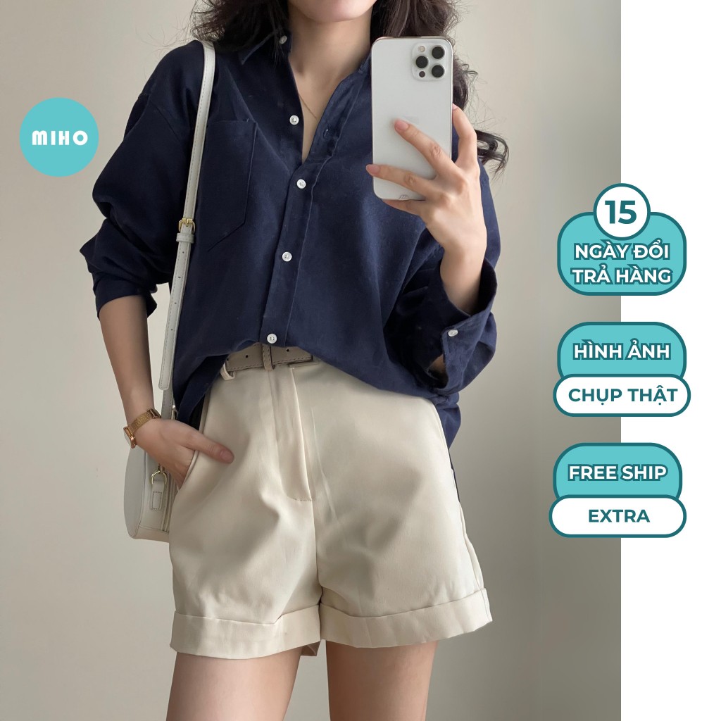 Áo Sơ Mi Linen, Áo Sơmi Nữ Basic Trơn, Áo Somi Dáng Rộng Thấm Hút Mồ Hôi Miho House | BigBuy360 - bigbuy360.vn