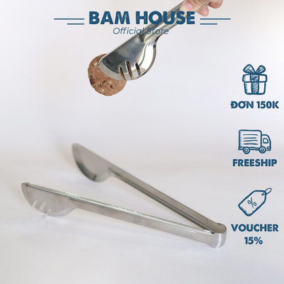 Kẹp gắp bánh và mì inox Bam House sáng bóng dài 29cm cao cấp KGM04