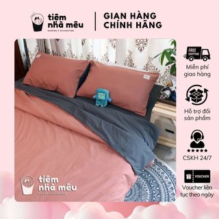 (Ảnh Thật - Nhiều Mẫu Hàng Mới Về) Bộ Chăn Ga Gối 4 Món Cotton TC Mix Đơn Giản Fullsize Tiệm Nhà Mêu