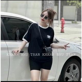 Set bộ đùi lửng  chất thun co giãn ,áo from rộng tay lỡ adidas  2 màu đen trắng