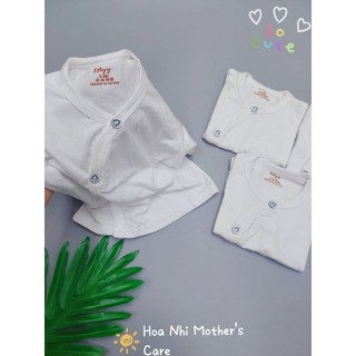 Set 3 áo sơ sinh thun lạnh tay dài trắng trơn cho bé từ 0 - 3 tháng