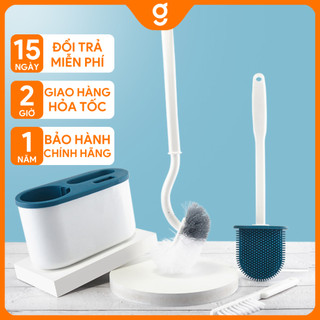 Bộ 3 cọ bồn cầu bằng silicon cọ chà toilet chà sàn nhà vệ sinh kèm khay dán tường tiện lợi