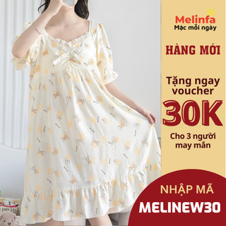  Váy đầm ngủ babydoll, tay phồng mặc nhà hàng ngày, chất liệu cotton mềm mại thoáng mát mã VAV0504