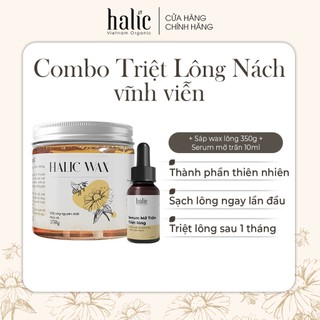 Combo wax lông nách vĩnh viễn Halic Organic với Sáp Wax Lông 350g và Mỡ Trăn triệt lông 10ml an toàn tiết kiệm tại nhà