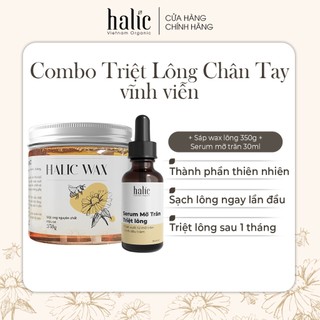 Combo triệt lông Chân Tay vĩnh viễn Halic Organic với Sáp wax lông lạnh 350g và Mỡ trăn triệt lông 30ml an toàn hiệu quả