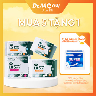 [COMBO GIÁ TỐT] COMBO 05 Băng Vệ Sinh LXSoft bạc hà the mát TẶNG 01 hộp Băng vệ sinh hàng ngày Super Air LXSoft 20 miếng