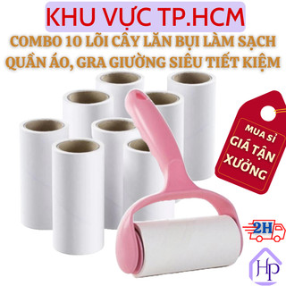  Combo 10 Lõi Cây Lăn Bụi Làm Sạch Quần Áo, Gra Giường Loại 10cm Và 16cm Kèm Cán Cây Lăn Đa Năng Tiện Dụng