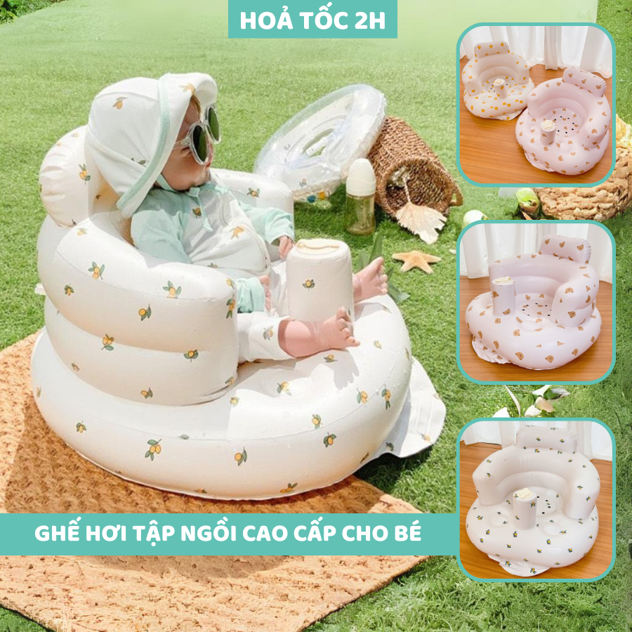 [8 MẪU] Ghế hơi tập ngồi cho bé cao cấp bơm hơi dễ dàng 9BABY