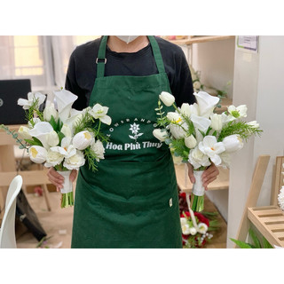 Hoa cưới cô dâu tulip lụa cao cấp