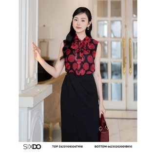 Áo voan nữ chấm bi đỏ sát nách SIXDO