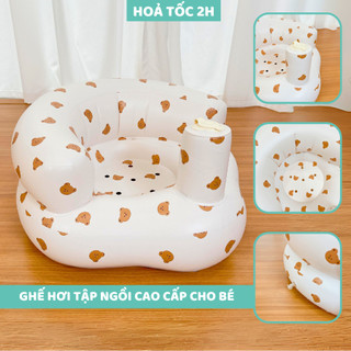 Ghế hơi tập ngồi cho bé cao cấp bơm hơi dễ dàng tiện lợi cho bé trên 4 tháng mẫu gấu nâu 9BABY